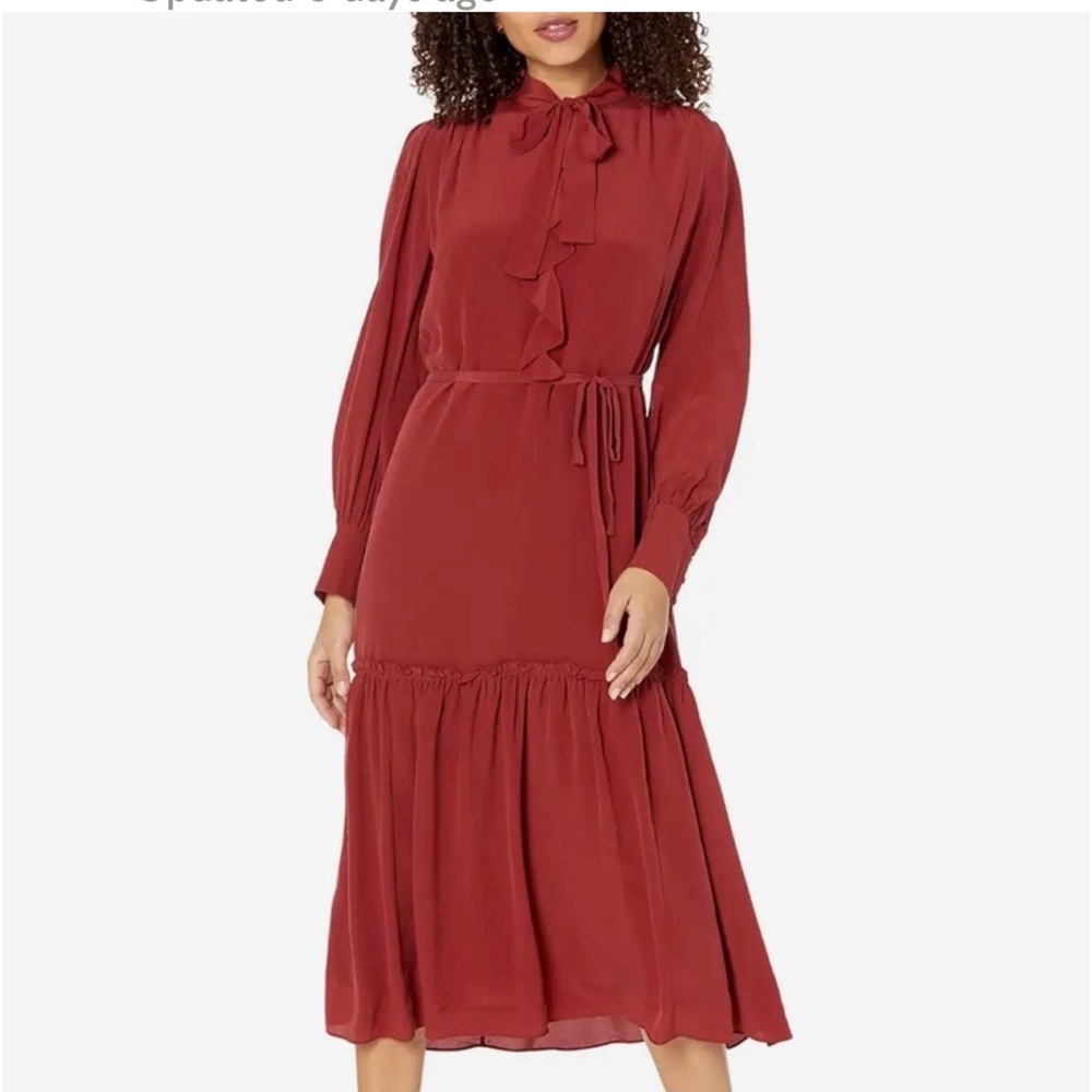 NWT Joie 1X Roussel Midi Silk Dress Sundried Tomato Red